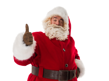 Santa Claus Portrait thumbs up Isolated on White Backgroundの写真素材