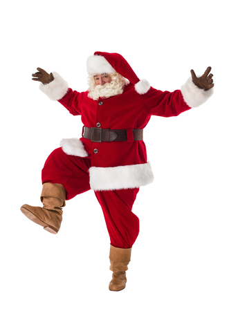 Santa Claus dancing curiously Full-Length Portraitの写真素材