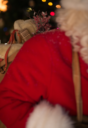 Santa Claus at Home carrying his sackの写真素材