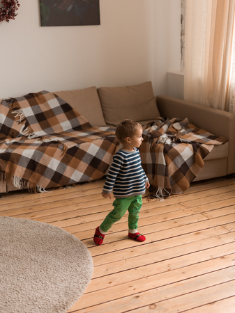 Little Boy at Home having Funの写真素材
