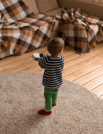 Little Boy at Home having Funの写真素材