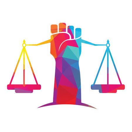 Mountains and symbols of justice. Law scale concept design.のイラスト素材