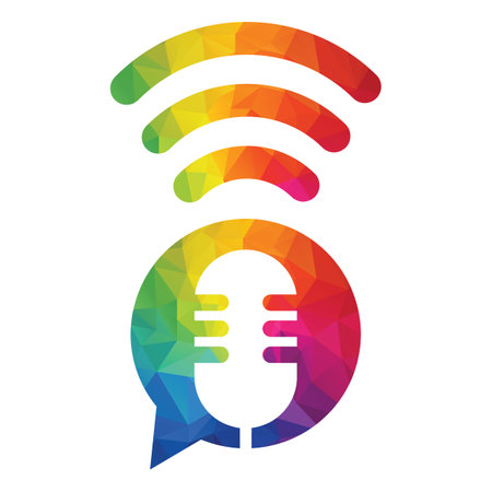 Wifi Podcast Icon Design. Podcast design template.のイラスト素材