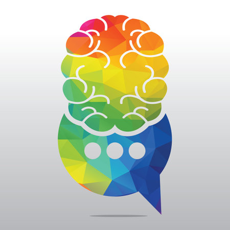 Brain Chat Design Template. Mind with chat symbol.のイラスト素材
