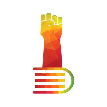 Fist combination with Book Design Template. Revolution book concept.のイラスト素材