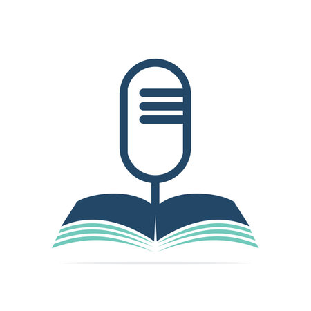 Educational Podcast Icon Design. Microphone book template illustration.のイラスト素材