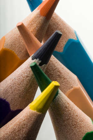 An extreme macro shot of colored pencils in-studio lightningの写真素材