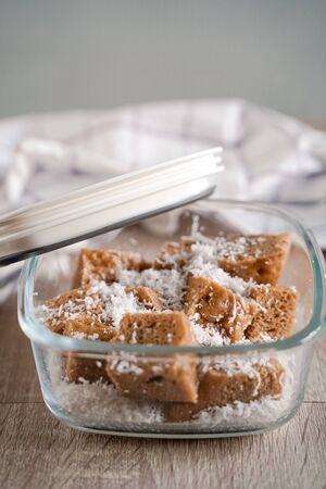 Malaysia Traditional cake 'apam kampung' in Malay is a popular traditional cake with grated coconutの写真素材
