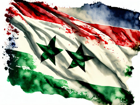 Grunge flag of Syria, with some soft highlights and foldsの写真素材