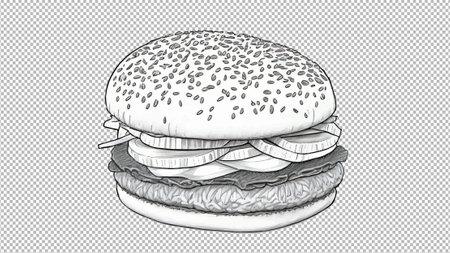 Hamburger on a transparent background. Realistic vector illustration.のイラスト素材