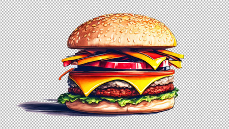 Hamburger on transparent background. Realistic 3d vector illustration.のイラスト素材