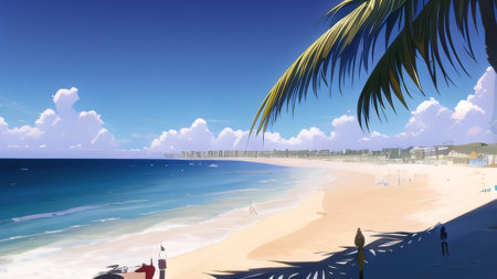 beach and tropical sea, 3d rendering. Computer digital drawing.の写真素材