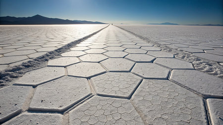 Salt flats in the Salar de Uyuni Salt Flats, Boliviaの素材
