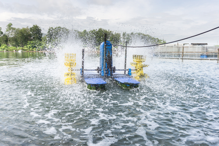 motor pump at salt water pondの写真素材