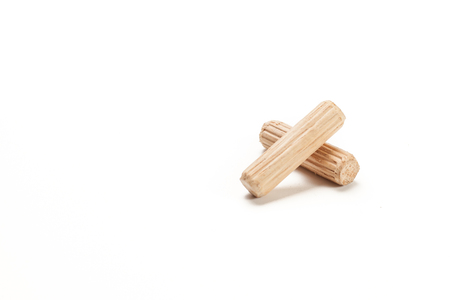 Wood dowel isolated white backgroundの写真素材