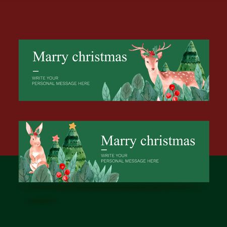 marry Christmas bannersのイラスト素材