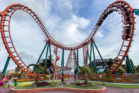 roller coaster at fun park  Siam Park, Thailand のeditorial素材