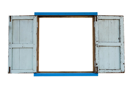 ancient wood windows isolated on white background
