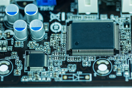 Close up image : electrical circuit mother board from computer