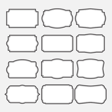 Set of 12 vintage vector framesのイラスト素材