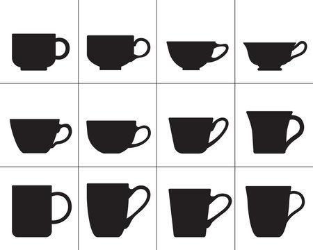 Tea Coffee Cups Vector Silhouettesのイラスト素材