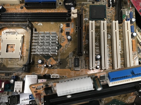 unused computerâs circuit boards and mainboards which are preparing for recycle or properly destroyのeditorial素材