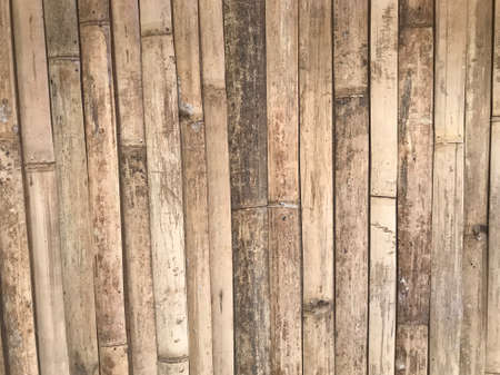 natural brown flat bamboo wood sheets attached together as a wall in full frame shotの写真素材