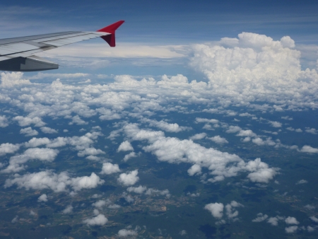         The sky in the afternoon from Bangkok to Krabi  This is the first flight in my life  I feel i am near heaven when i see through clouds in the sky  の写真素材