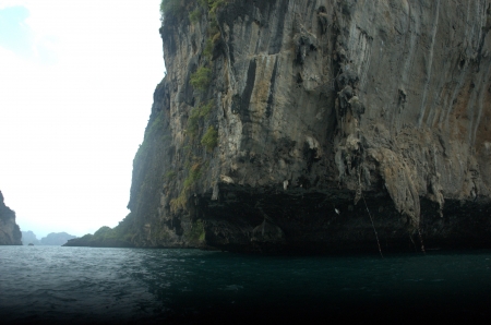 Go with Long-tailed boat in Krabi sea in cloudy day  It have some rain の写真素材