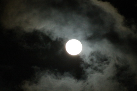 foggy moonの写真素材