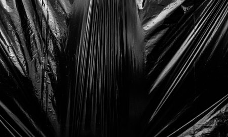 Black plastic bag texture, wrap texture on a black background wallpaper, wrinkled plastic pattern for creative and decorative design.の写真素材