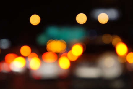 Blurred Defocused Lights of Heavy Trafficの写真素材