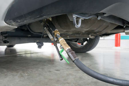 Refueling the Liquefied petroleum gas LPGの写真素材