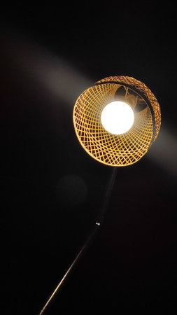 Lamp on a black background, close-up of photo.
