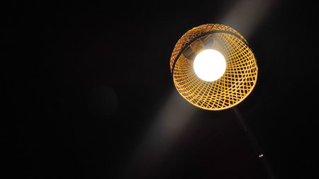 Street lamp in the dark, close up of a street lamp.の写真素材