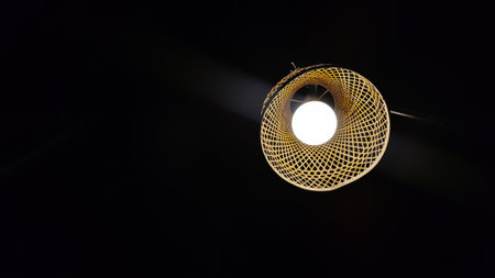 Lamp in the dark, lighting equipment, closeup of photo