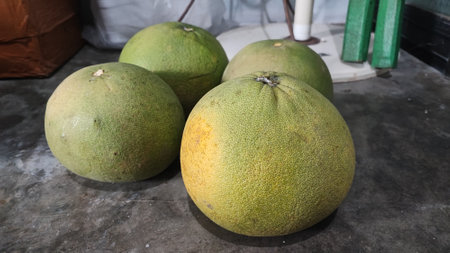 Fresh green pomelo fruit in the market, stock photo image