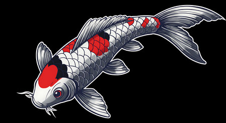 Koi fish isolated on black background. Vector illustration. Eps 10.の素材