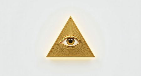 Eye of Horus in pyramid on white background. 3D illustration.の素材