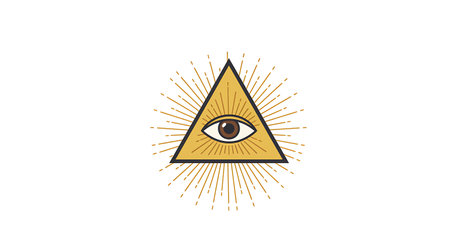 Eye pyramid vector illustration. Sacred geometry symbol. Mystical sign.の素材