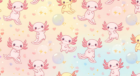 Seamless pattern with cute angels and balloons. Vector illustration.の素材