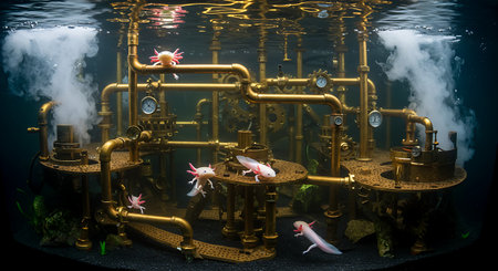Underwater world of the goldfish. 3D Illustration.の素材