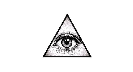 Eye of Providence in triangle shape on white background. Vector illustration.の素材