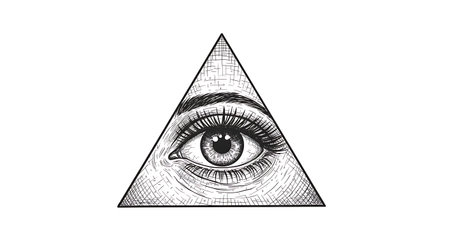 Eye of Providence in triangle. Hand drawn sketch. Vector illustration.の素材