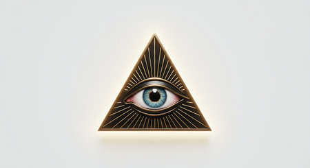 Eye in pyramid shape on a white background. 3d illustration.の素材