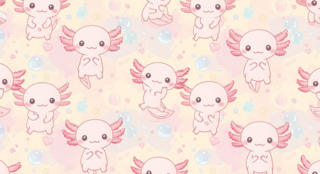 Seamless pattern with cute angels and bubbles. Vector illustration.の素材