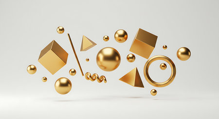 3d render, abstract background, golden and black, 3d illustrationの素材