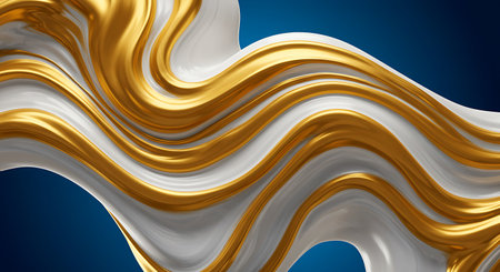 3d rendering of golden and white abstract background with smooth lines.の素材