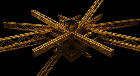 3D CG rendering of space station. High resolution image gallery.の素材