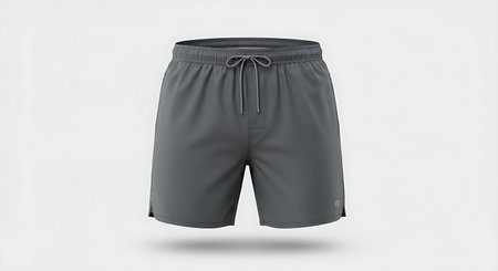 Black sports shorts isolated on a white background. Mock-up for design.の素材